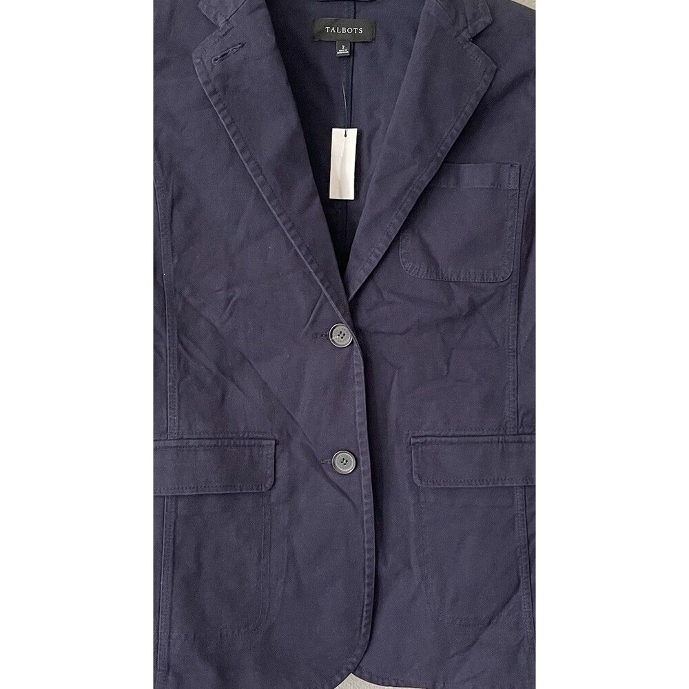 Talbots Blazer Jacket Sz 2 Navy Blue Two Button Flap Pocket Office Siren Work - Picture 7 of 14